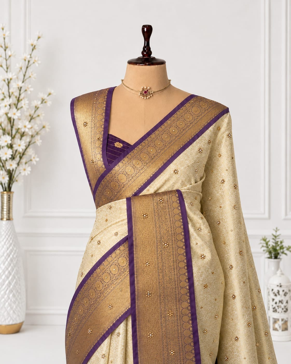 Bridal Heavy Stone Silk Saree