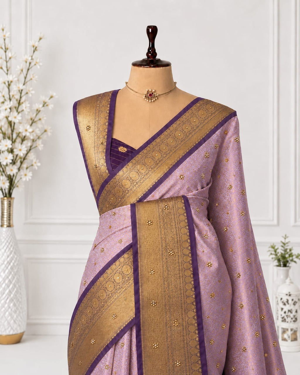 Bridal Heavy Stone Silk Saree