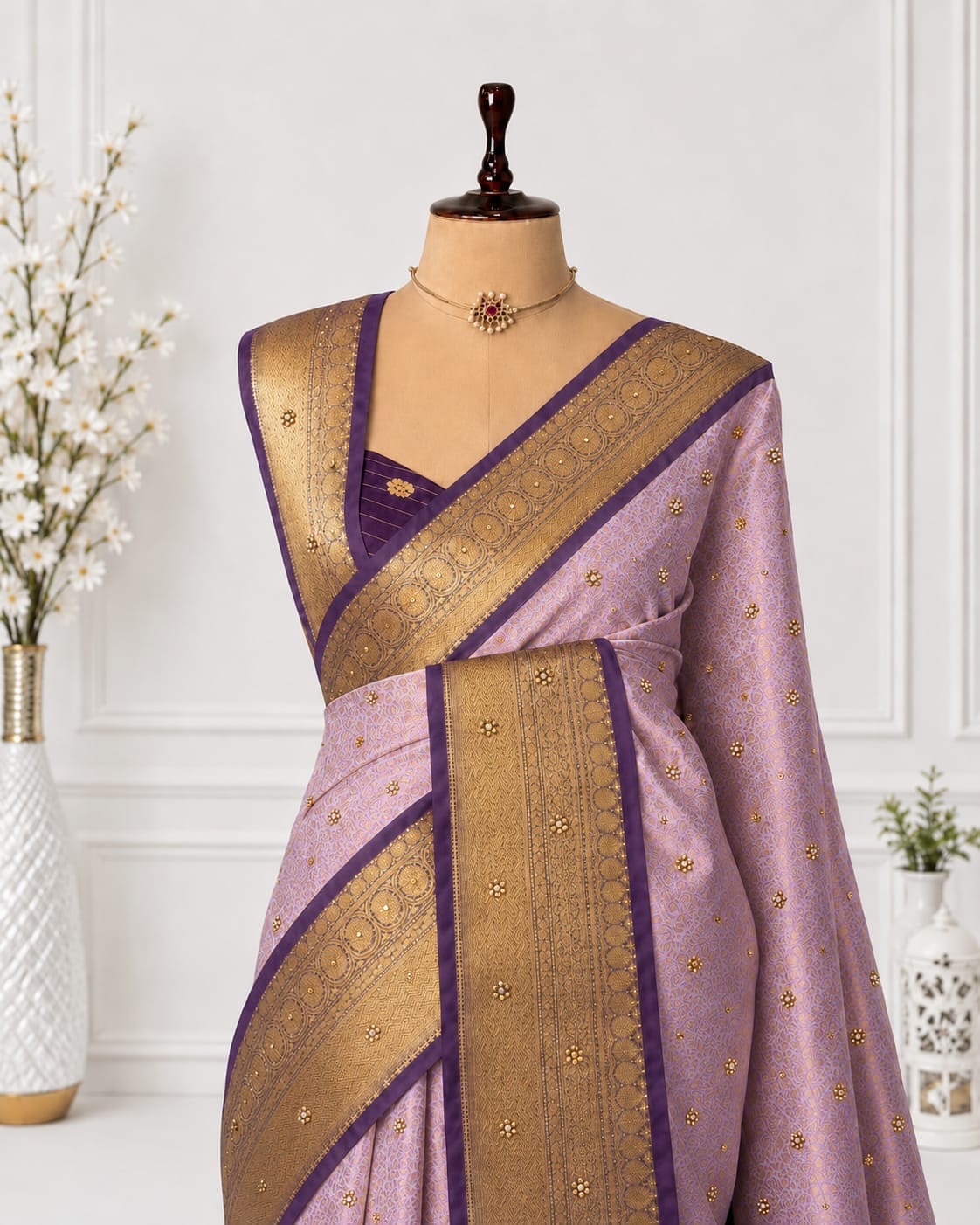 Bridal Heavy Stone Silk Saree