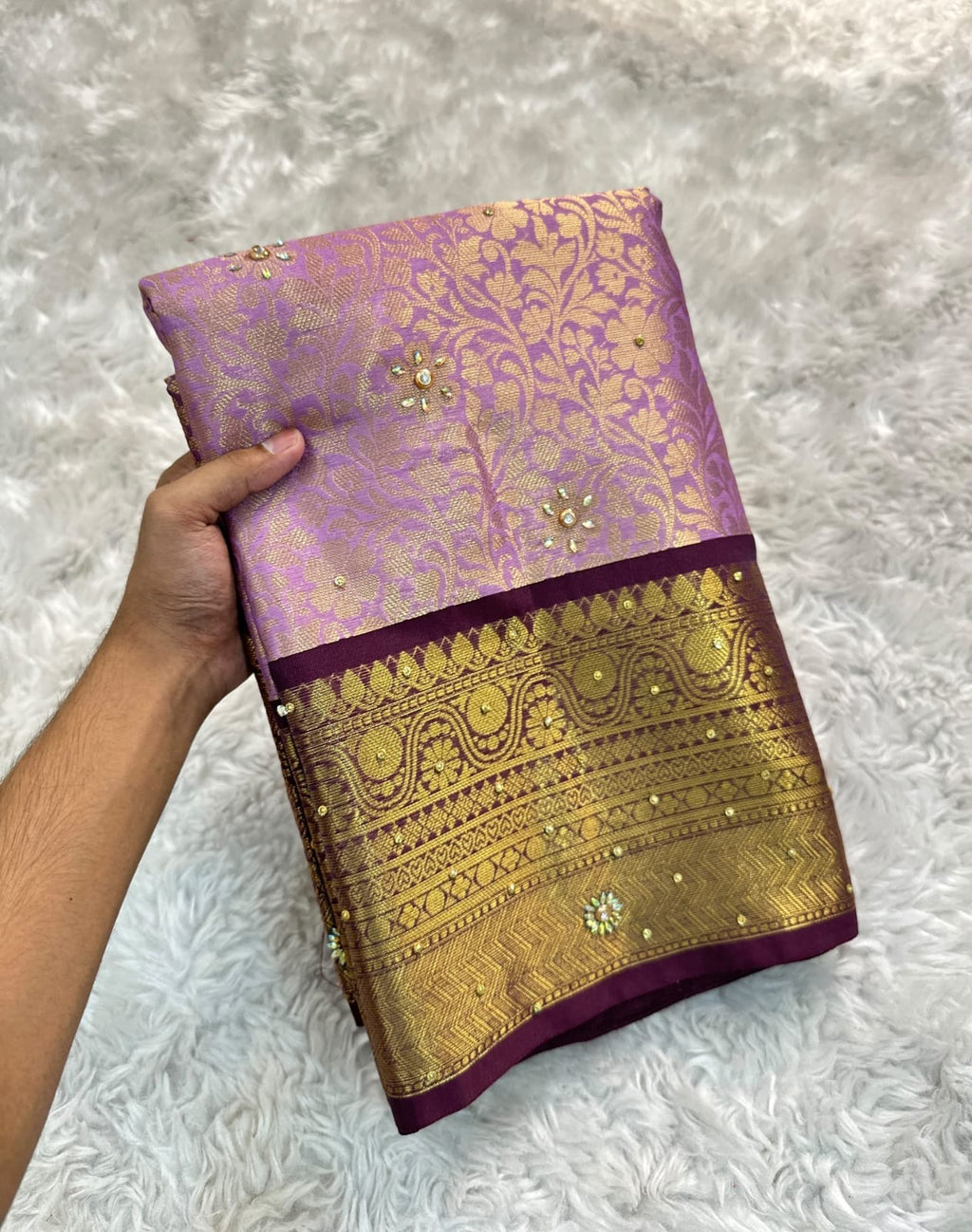 Bridal Heavy Stone Silk Saree