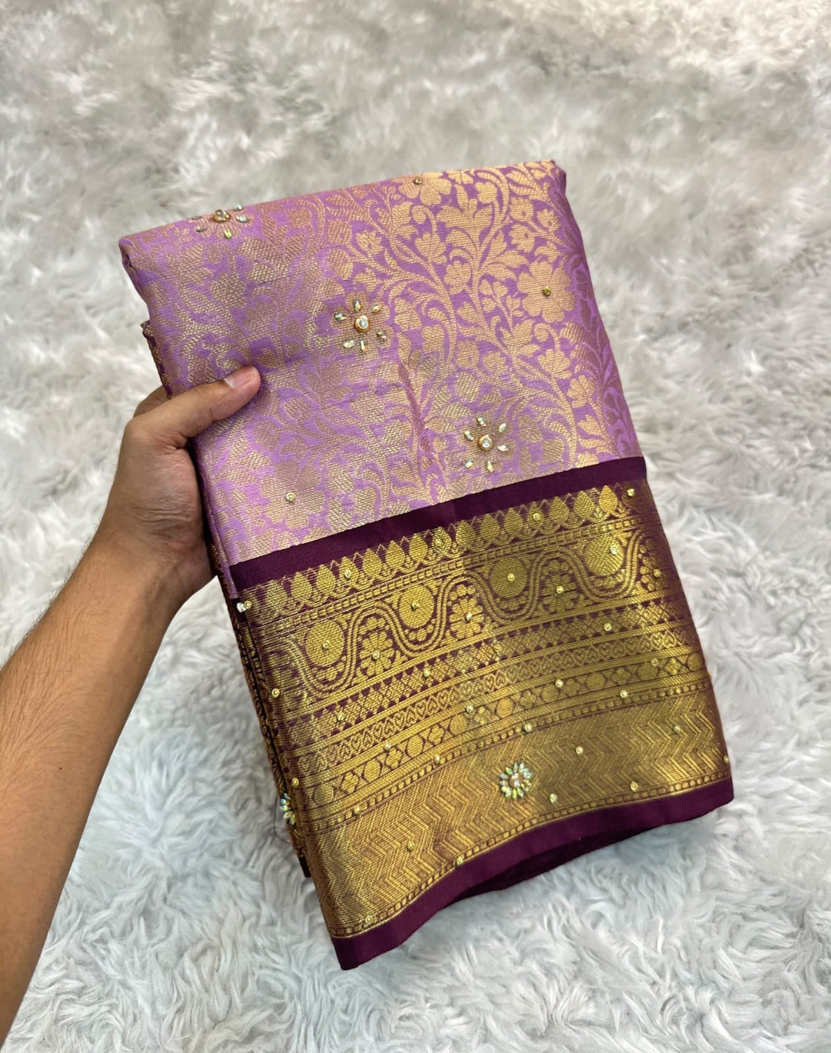 Bridal Heavy Stone Silk Saree