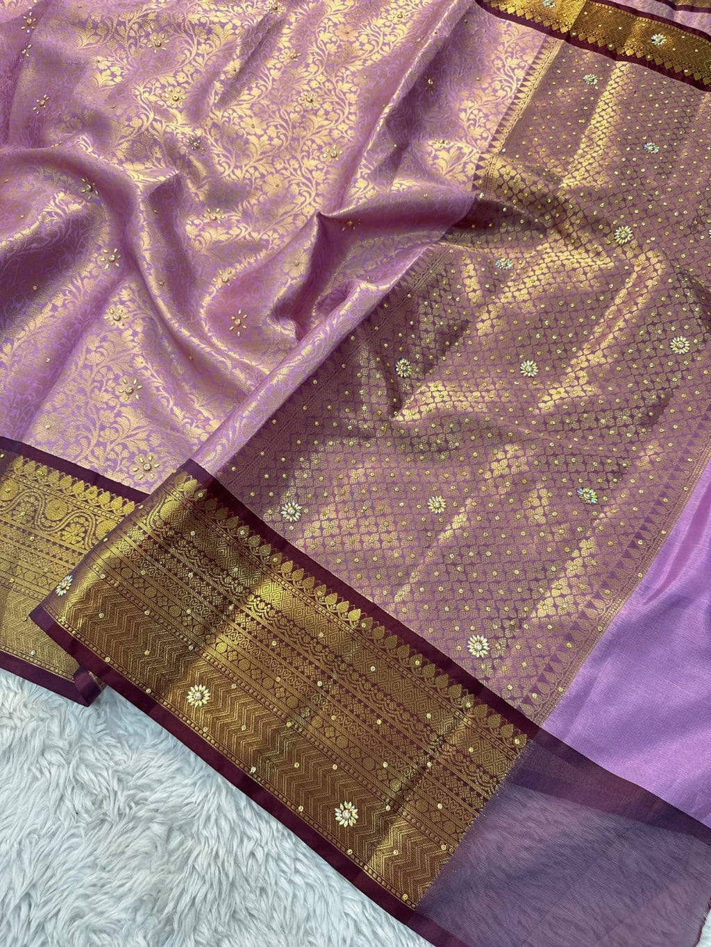 Bridal Heavy Stone Silk Saree